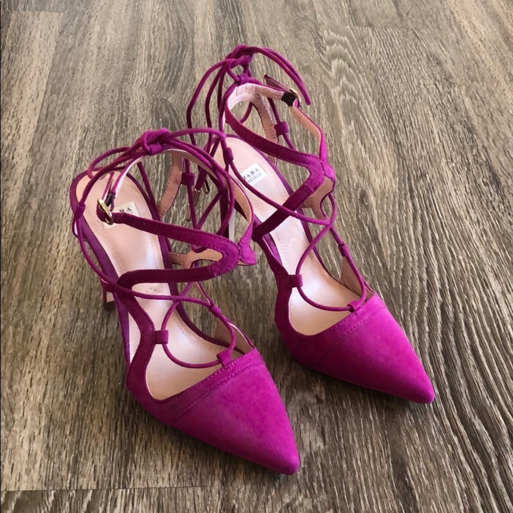 Fuchsia Lace-Up Pumps